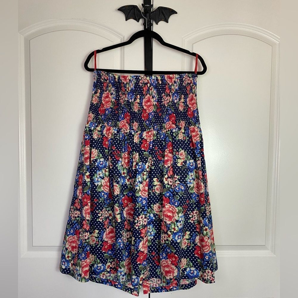 Torrid Vintage Retro inspired Strapless Sundress Blue, White polkadot, 3X - Picture 2 of 10
